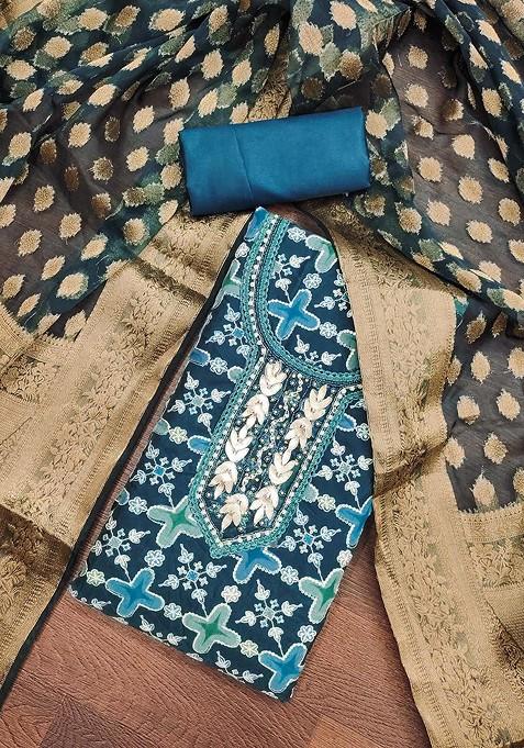 Turquoise Blue Embellished Organza Kurta Set