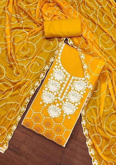 Orange Embroidered Poly Blend Kurta Set