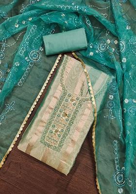 Sea Green Embellished Poly Blend Kurta Set