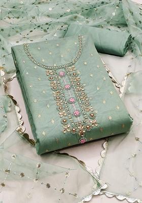 Sea Green Embellished Organza Kurta Set