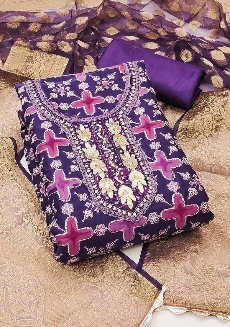 Blue Embellished Organza Kurta Set - Indya