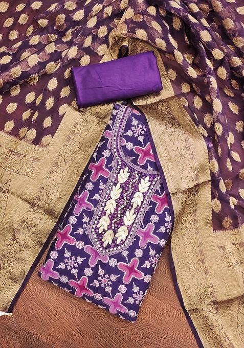 Blue Embellished Organza Kurta Set