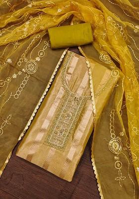 Green Embellished Organza Kurta Set