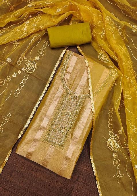 Green Embellished Organza Kurta Set