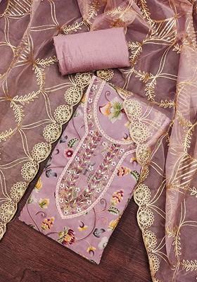 Pink Embroidered Organza Kurta Set