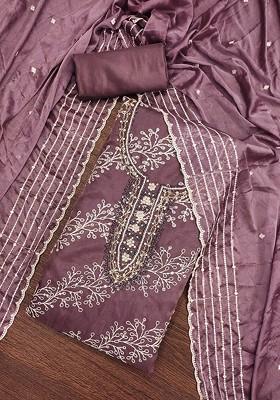 Lavender Embroidered Organza Kurta Set