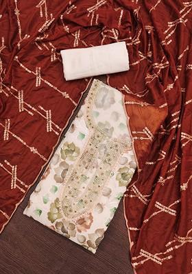 Peach Embroidered Poly Blend Kurta Set