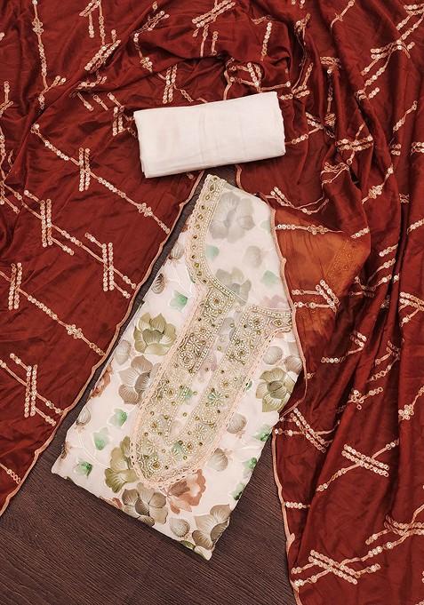 Peach Embroidered Poly Blend Kurta Set