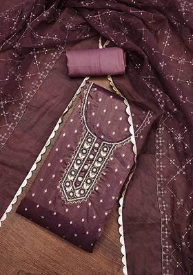 Magenta Embroidered Organza Kurta Set