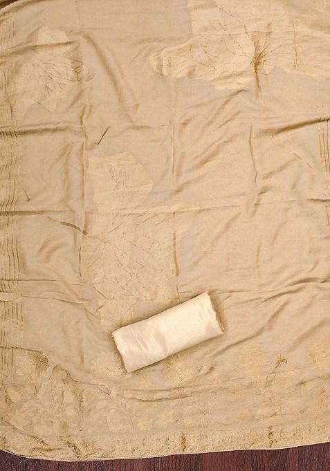 Beige Embellished Organza Kurta Set