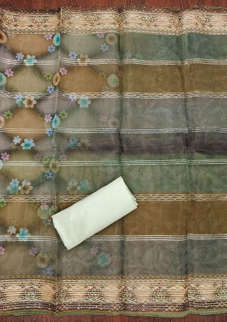 Green Sequin Embellished Poly Blend Kurta Set - Indya