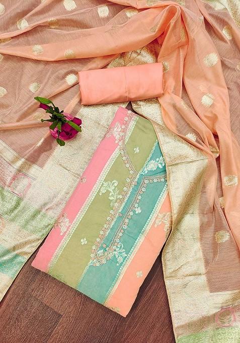 Pink Embellished Poly Blend Kurta Set