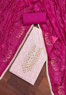 Pink Floral Print Poly Blend Kurta Set