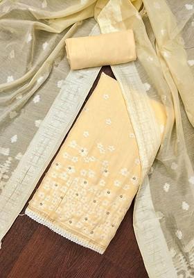 Beige Embellished Poly Blend Kurta Set