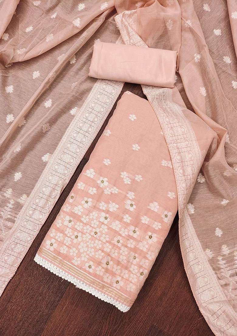 Peach Woven Poly Blend Kurta Set - Indya