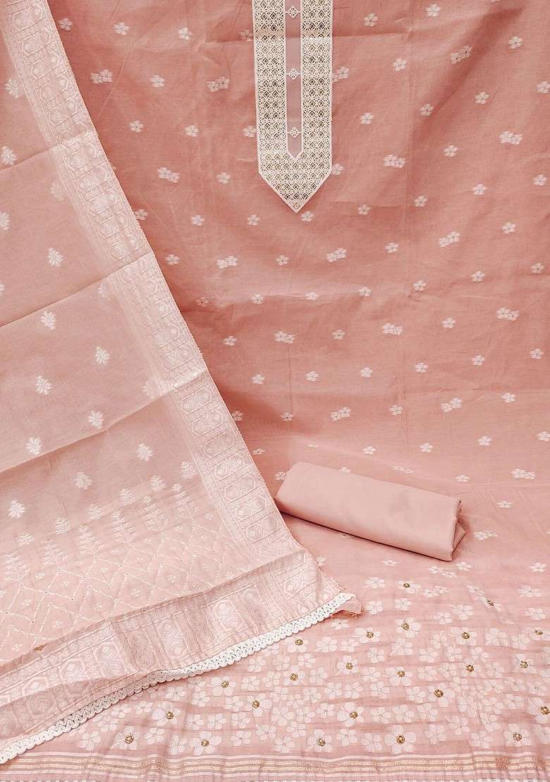 Peach Woven Poly Blend Kurta Set - Indya