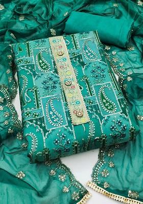 Green Embellished Organza Kurta Set