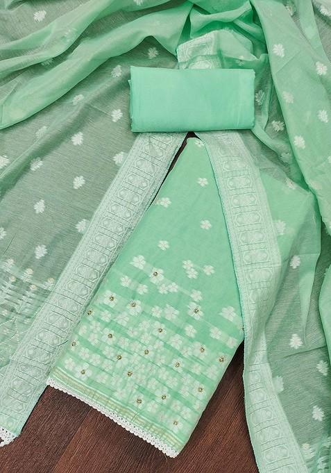 Green Chikankari Blended Straight Kurta Set