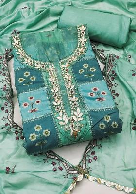 Green Floral Print Poly Blend Kurta Set