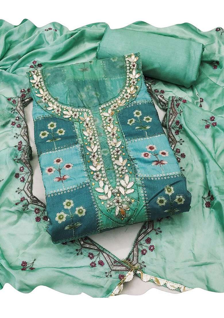 Green Printed Poly Straight Kurta Set - Indya