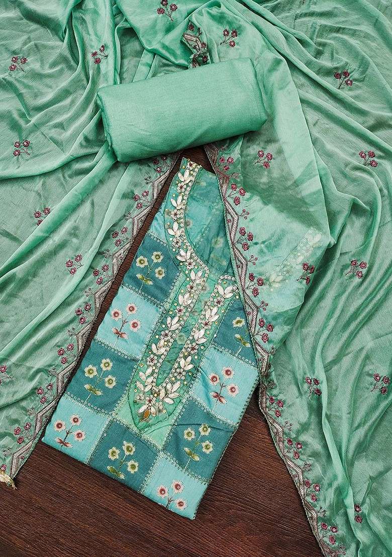Green Printed Poly Straight Kurta Set - Indya