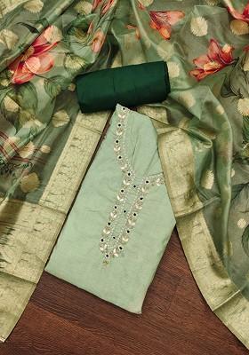 Lime Green Embroidered Poly Blend Kurta Set