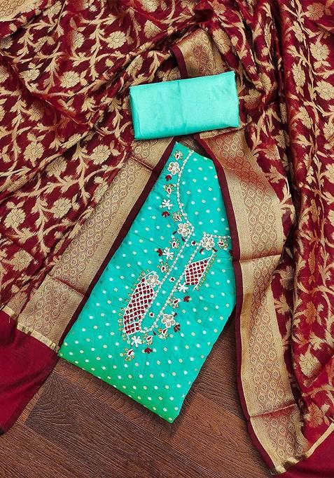 Green Embellished Poly Blend Kurta Set