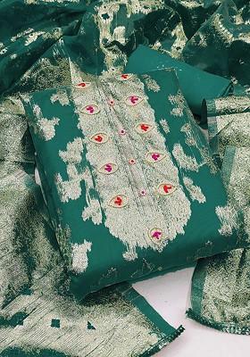 Sea Green Embellished Organza Kurta Set