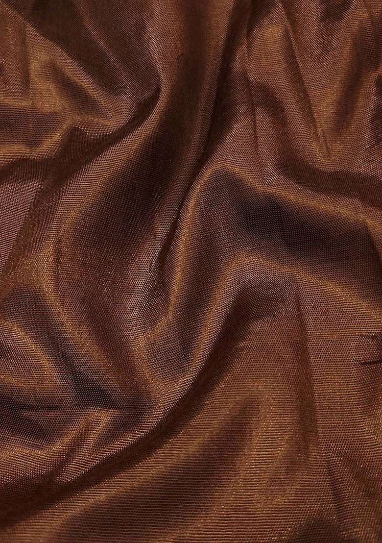 Brown Embroidered Blended Straight Kurta Set - Indya