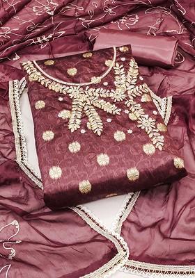 Maroon Embellished Poly Blend Kurta Set