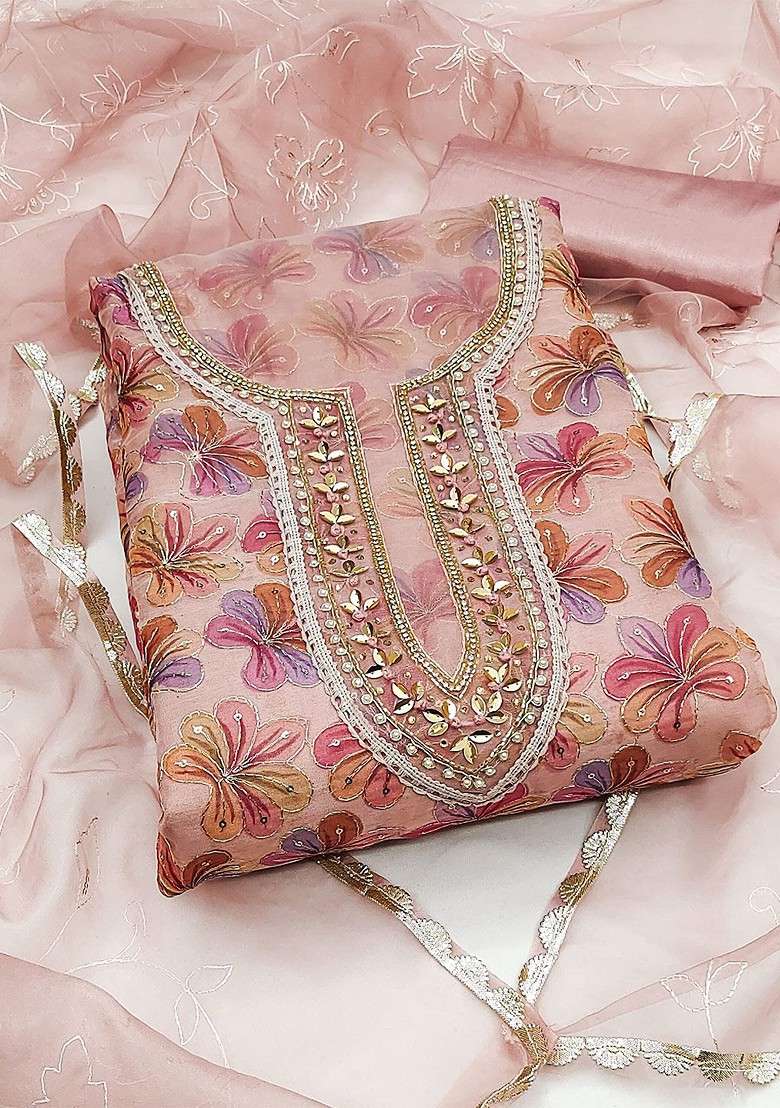 Pink Embroidered Blended Kurta - Indya