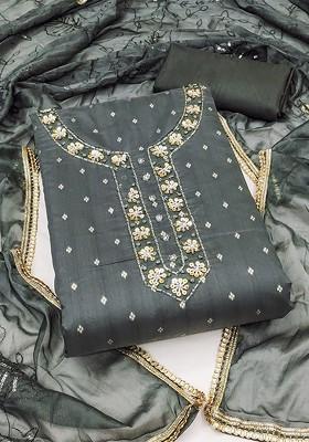 Black Embellished Poly Blend Kurta Set