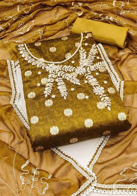 Yellow Embellished Poly Blend Kurta Set