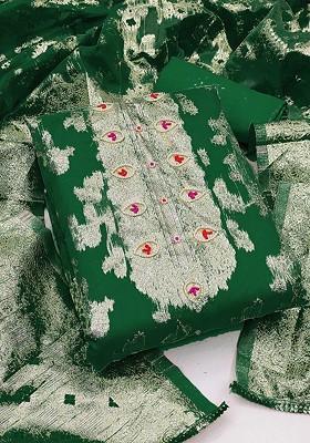 Green Embellished Organza Kurta Set