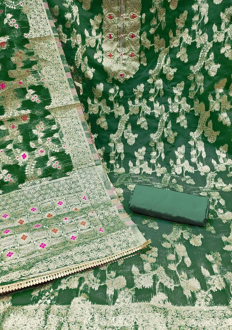 Green Embellished Organza Kurta Set