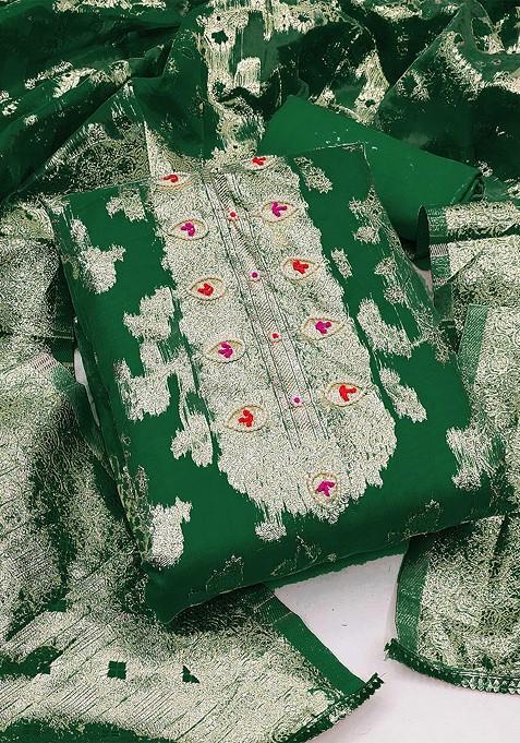 Green Embellished Organza Kurta Set