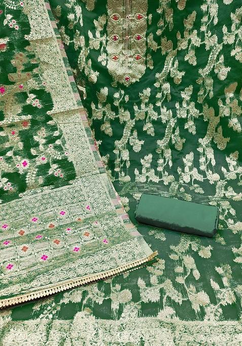 Green Embellished Organza Kurta Set