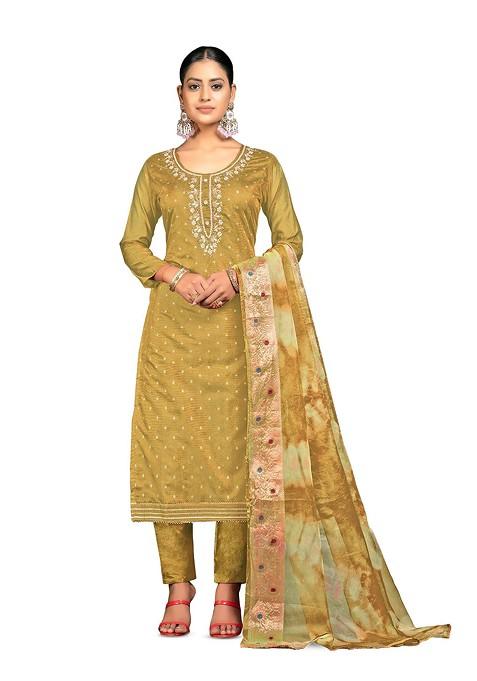 Yellow Embellished Poly Blend Kurta Set