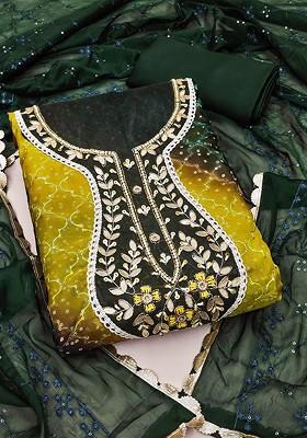 Green Embellished Organza Kurta Set