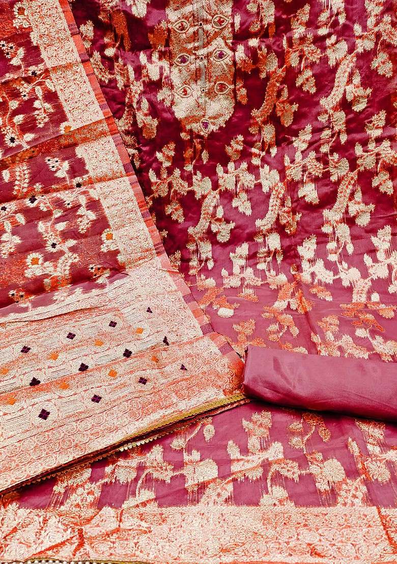 Maroon Embroidered Blended Straight Kurta Set - Indya