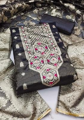 Black Embellished Poly Blend Kurta Set