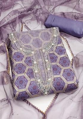 Blue Embellished Organza Kurta Set