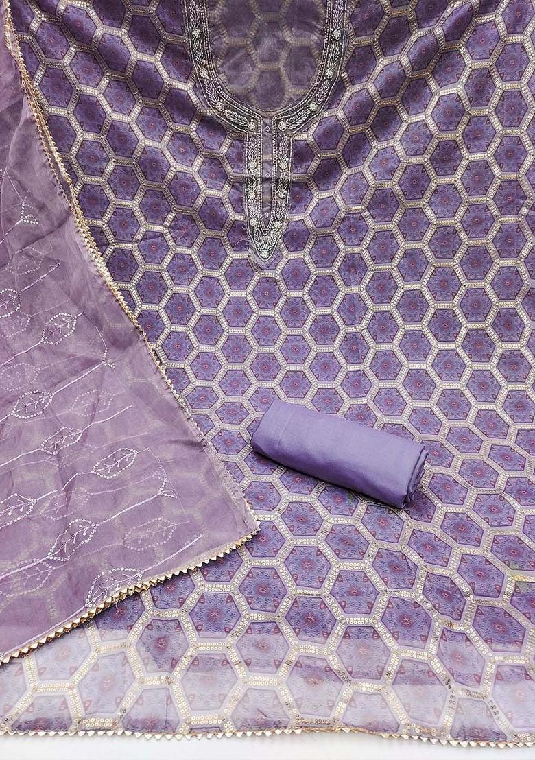 Blue Embellished Organza Kurta Set