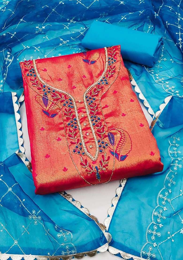 Pink Embroidered Blended Straight Kurta Set - Indya