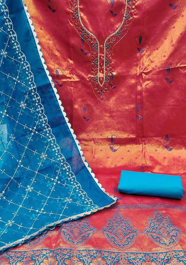 Pink Embroidered Blended Straight Kurta Set - Indya