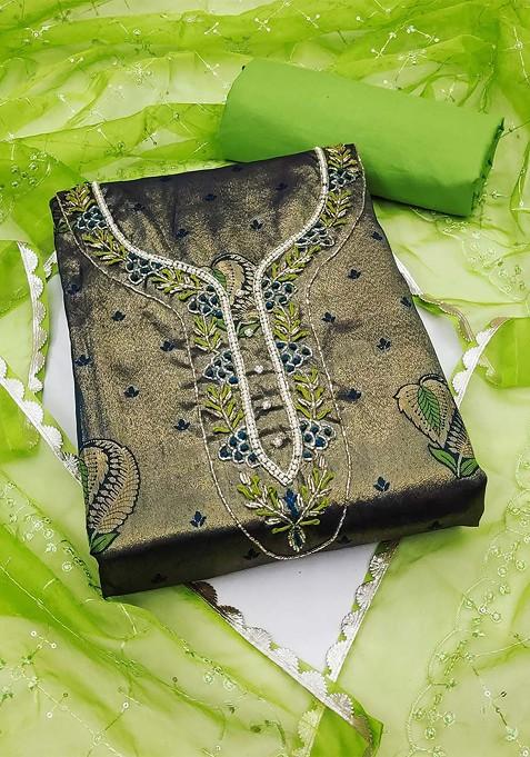 Navy Blue Embellished Poly Blend Kurta Set