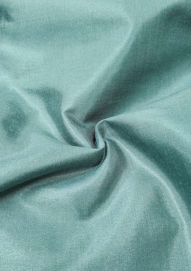 Sea Green Printed Organza Pakistani Suit Set - Indya