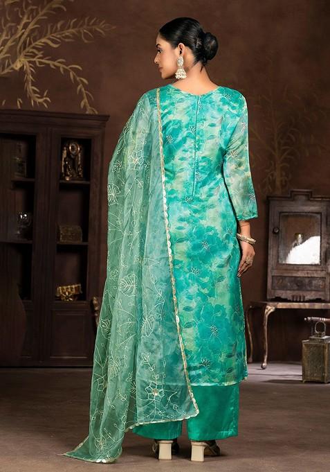 Green Floral Print Ethnic kurta