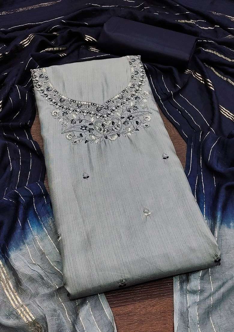 Olive Embroidered Poly Blend Kurta Set - Indya