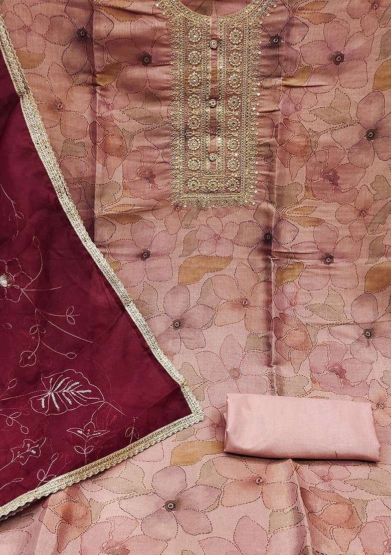 Pink Embroidered Poly Straight Kurta Set - Indya